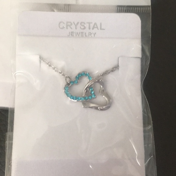 (Last 1)  Hearts Pendants Necklaces, turquoise with crystal elements - Picture 6 of 6